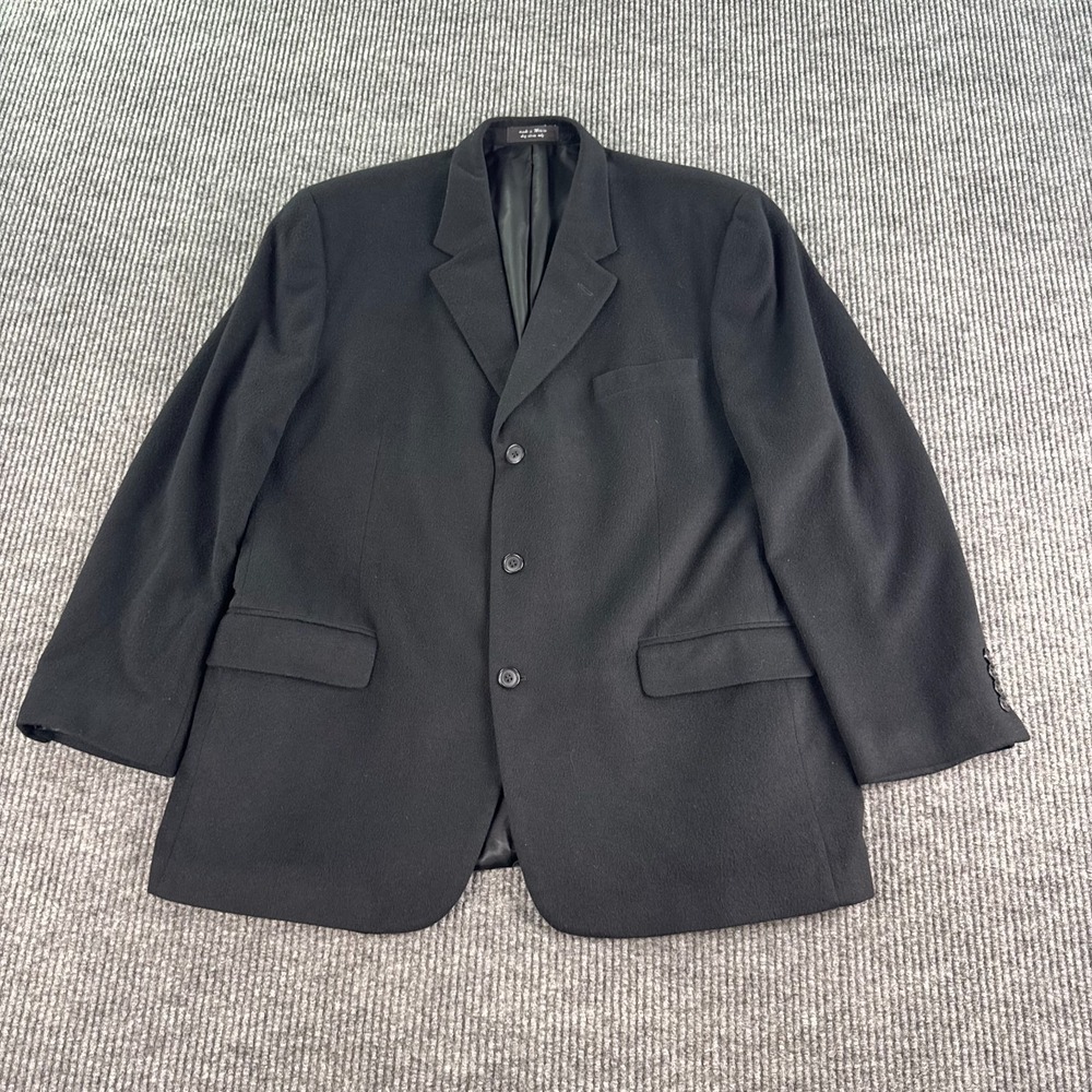 Alfani Sport Coat Men 46R Black 100% Cashmere Blazer Luxury 3 Button Jacket